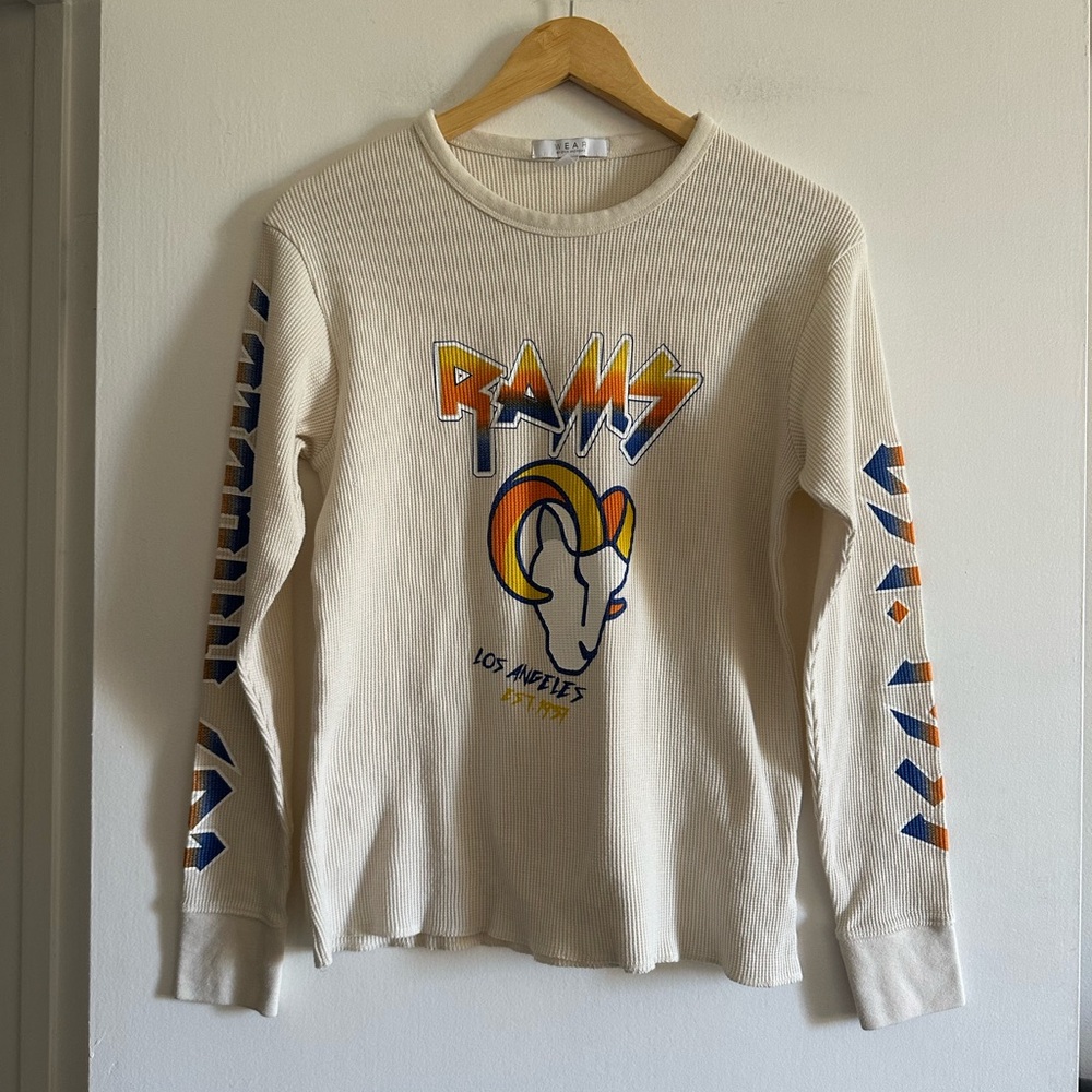 WEAR By Erin Andrew’s NFL RAMS Waffle Knit Cream Long Sleeve Top size Medium EUC